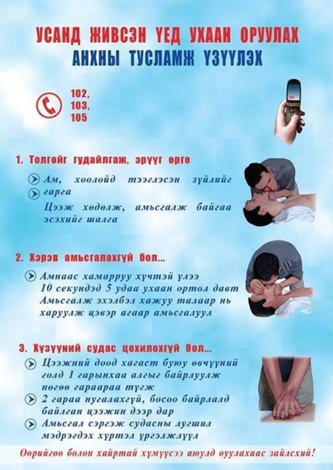 Усанд живсэн хүнд үзүүлэх анхны тусламжийн аргууд