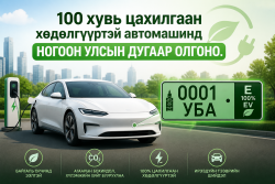 100 хувь цахилгаан хөдөлгүүртэй автомашинд ногоон улсын дугаар олгож, дугаарын хязгаарлалтад хамруулахгүй
