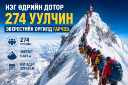 Нэг өдрийн дотор 274 уулчин Эверестийн оргилд гарлаа