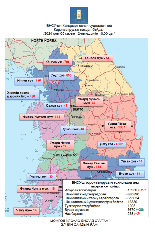 БНСУ-ын Халдварт өвчин судлалын төвийн 10:00 цагийн мэдээ 2020.05.12.