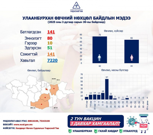ХӨСҮТ: Улаанбурхан өвчний батлагдсан тохиолдол 141 болжээ