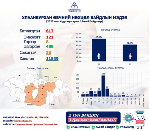 ХӨСҮТ: Улаанбурхан өвчний 617 тохиолдол бүртгэгдлээ