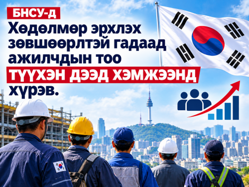 БНСУ-д Хөдөлмөр эрхлэх зөвшөөрлтэй гадаад ажилчдын тоо түүхэн дээд хэмжээнд хүрэв